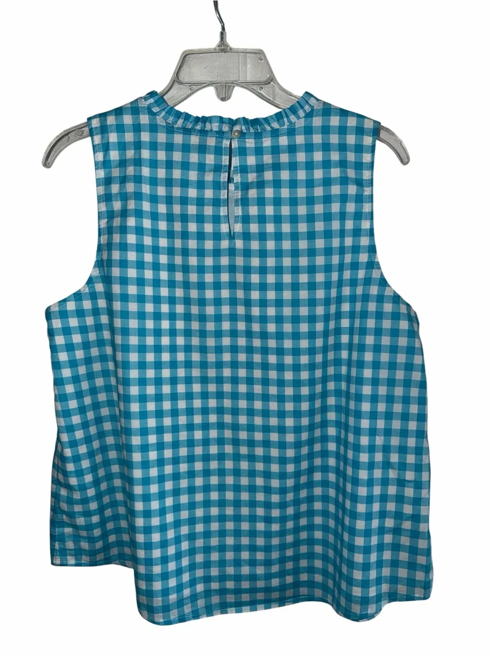 J. Crew Blue and White Gingham Sleeveless Tank size M NWT
